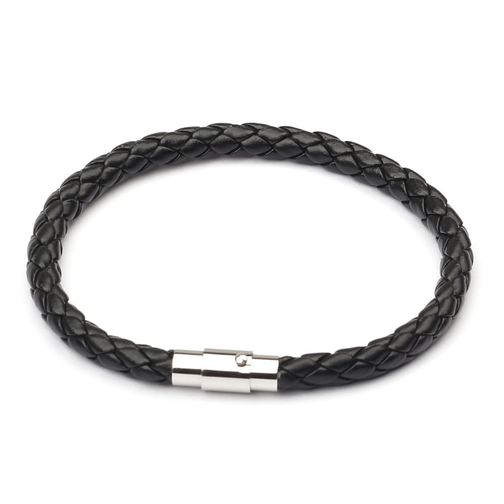 Picture of Leather Bracelet Men Stainless Steel Magnetic Clasp Handmade Men Bracelets Bangles Braided Leather Bracelet Brown Adjustable