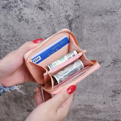 Picture of Wallet for Women Cute Leather Coin Purse for Girls Small Tassel Card Holder Pink 