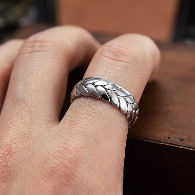 Picture of Men's Stainless Steel Finger Ring Silver Silver Adjustable