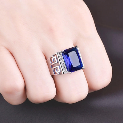 Picture of New Sterling Natural Men'S Ring Blue Adjustable