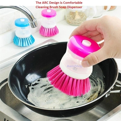 Picture of Dishwasher Soap Dispensing Palm Brush With Storage Stand  