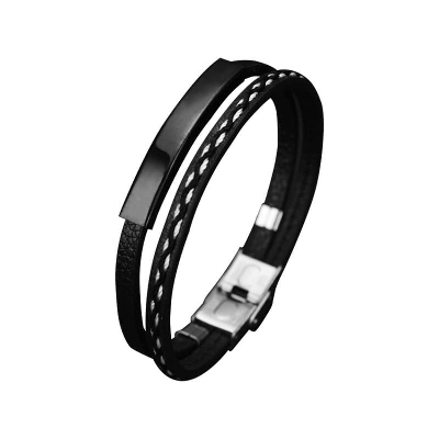Picture of Men Leatherwear Weave Bracelet Black Adjustable