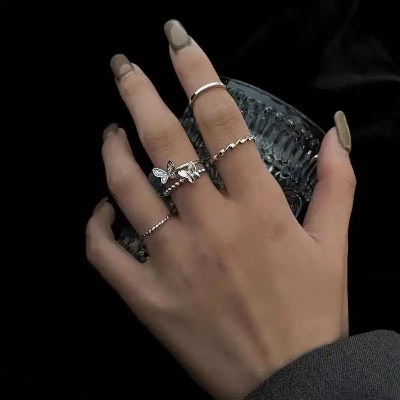 Picture of New Butterfly Rings Set for Women Cute Punk Finger Ring Set Silver Adjustable