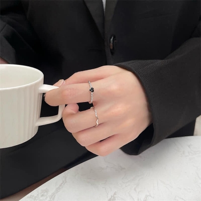 Picture of Couple Matching Ring Set for Men And Women Wedding Band Rings Stainless Steel Fashion Jewelry Accessory Silver Adjustable