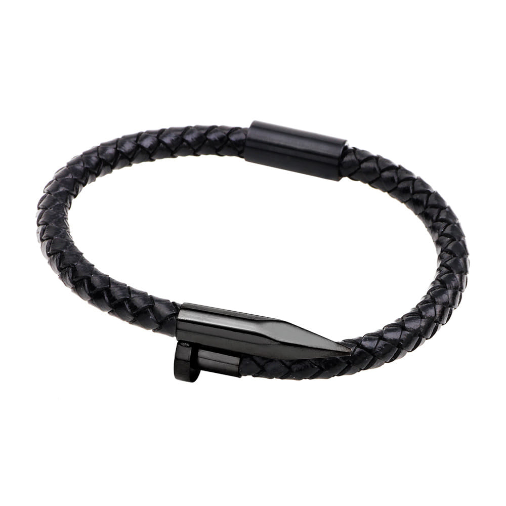 Picture of Lavish indulgent - Stainless Steel Charm Cuff Wristband Bangle with Magnetic Clasp/Leather Bracelet for Men - Sensible - Must Have  Adjustable
