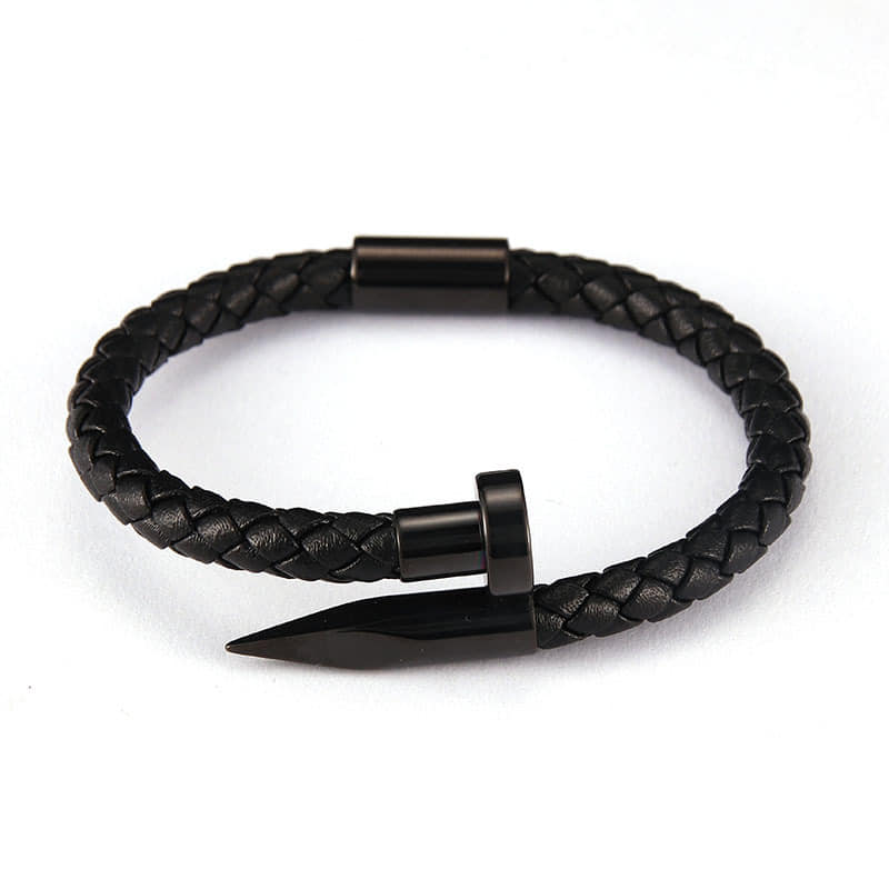 Picture of Lavish indulgent - Stainless Steel Charm Cuff Wristband Bangle with Magnetic Clasp/Leather Bracelet for Men - Sensible - Must Have  Adjustable