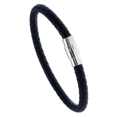 Picture of Premium Quality - Black Braided Leather Bracelet Men Stainless Steel Magnetic Clasp Male Wristband - Trend and Need full  