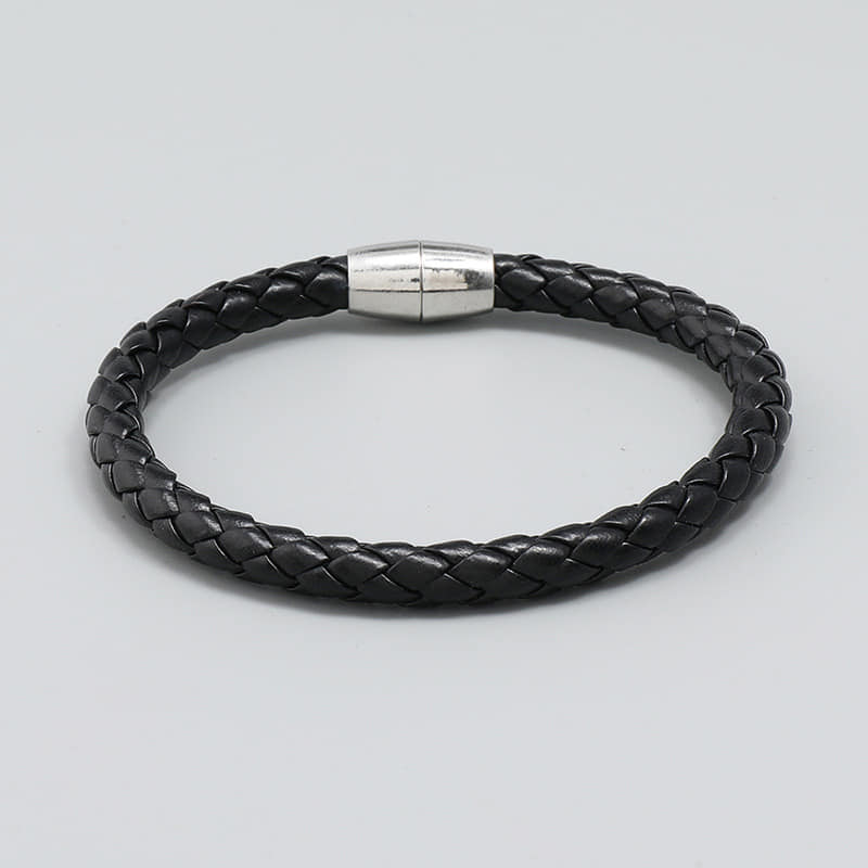 Picture of Trendsetter - Fashion Innovator - Premium Quality - Men's Personalised Clasp Plaited Leather Bracelet - Modern - Choice Expression Black 