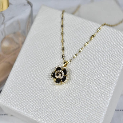 Picture of Trendsetter - Fashion Innovator - Highly Sustainable - Crystal Rose Flower Chain For Women - Durabilty Assured - Designed - Urban Vibes Gold 