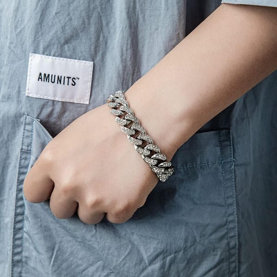 Picture of Versatile -Choice and Remark -Hip Hop Cubic-Zirconia Bracelet For Men/Boy/Gens- Avant-garde Remarkable - Disclose Styles & Luxe Silver 