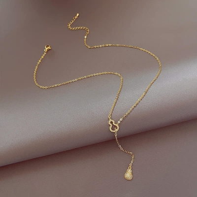 Picture of Ensemble Yourself - Highly Durable - Sterling silver cubic zirconia pendant necklace - Sustainable Choice - Understated Sophistication Gold 