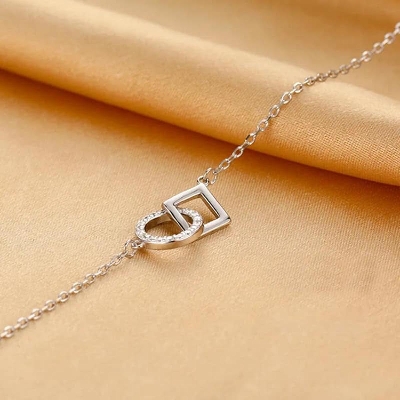 Picture of Luxury Zircon Crystal Pendant Necklaces For Women Korean Fashion Sweet Sexy 316L Stainless Steel Neck Chain Jewelry Silver 