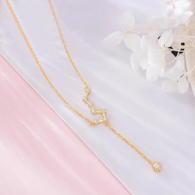 Picture of Sterling silver cubic zirconia pendant necklace Gold 