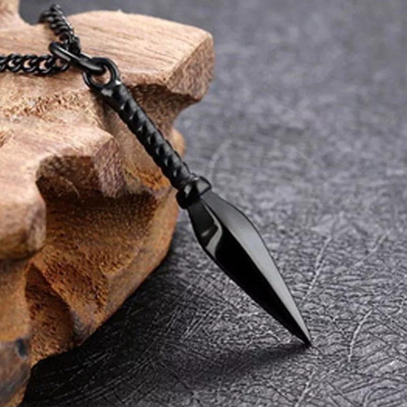 Picture of Hip Hop Punk Rock Men's Design Matte Black Long Necklace with Arrow Pendant Jewelry Chain Necklaces Gift For Men Women/Hot Fashion Black 