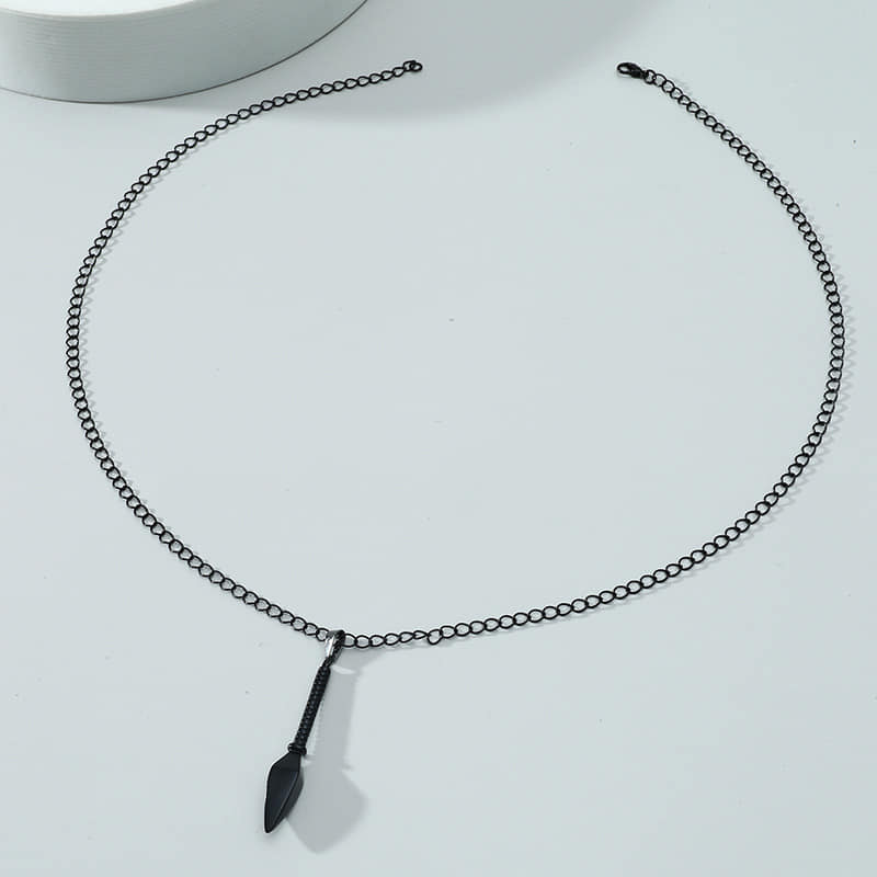 Picture of Hip Hop Punk Rock Men's Design Matte Black Long Necklace with Arrow Pendant Jewelry Chain Necklaces Gift For Men Women/Hot Fashion Black 