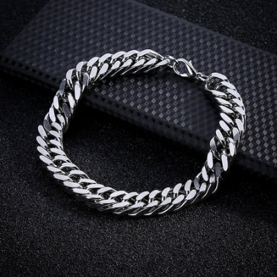 Picture of Stainless Steel Bracelet for Men Silver Adjustable