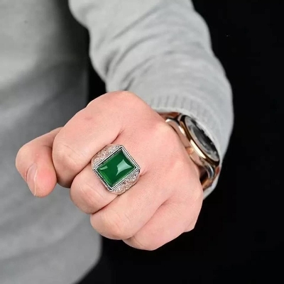 Picture of Trendsetter - Fashion Innovator - Highly Durable - 2023 Multicolor Finger Ring for Men - Sustainable Choice - Understated Sophistication Green Adjustable