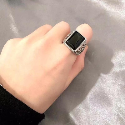 Picture of Athleisure - Avant Grade - Premium Quality - Multicolor Finger Ring for Men - Modern - Choice Expression - Designed - Urban Vibes Black Adjustable