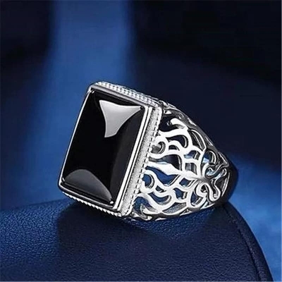 Picture of Stylish - Modern Vibe - Premium Quality - Orginial Sterling natural Men's Ring - Modern - Choice Expression - Understated Sophistication Black Adjustable