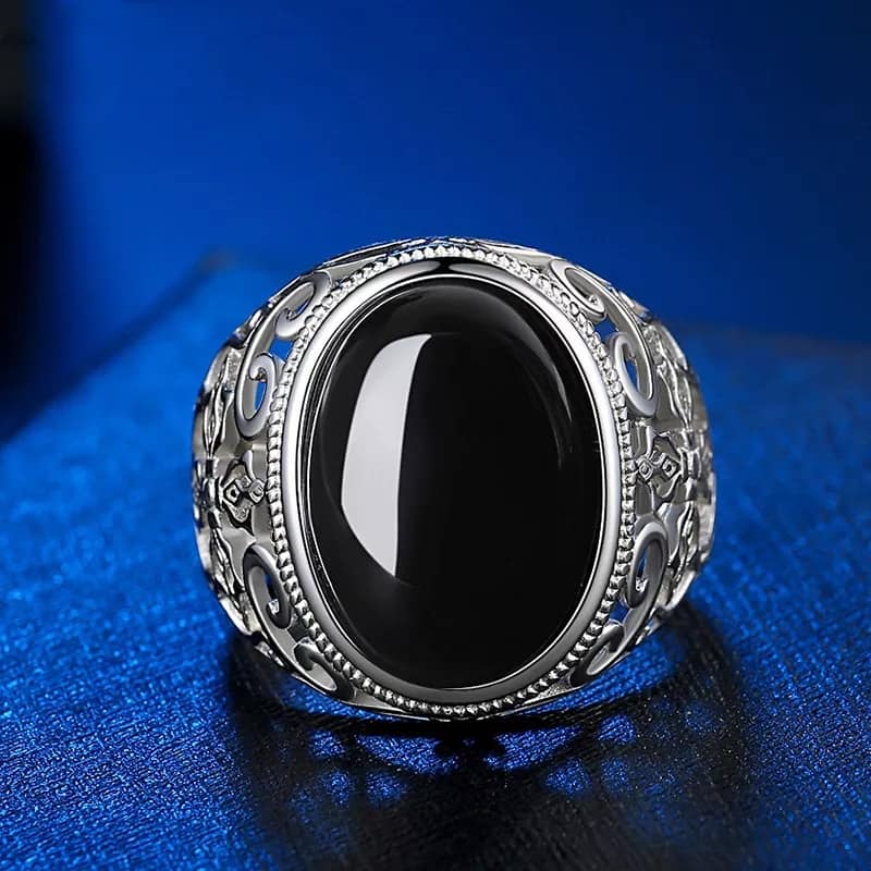 Picture of Stylish - Modern Vibe - Premium Quality - Orginial Sterling natural Men's Ring - Modern - Choice Expression - Understated Sophistication Black Adjustable
