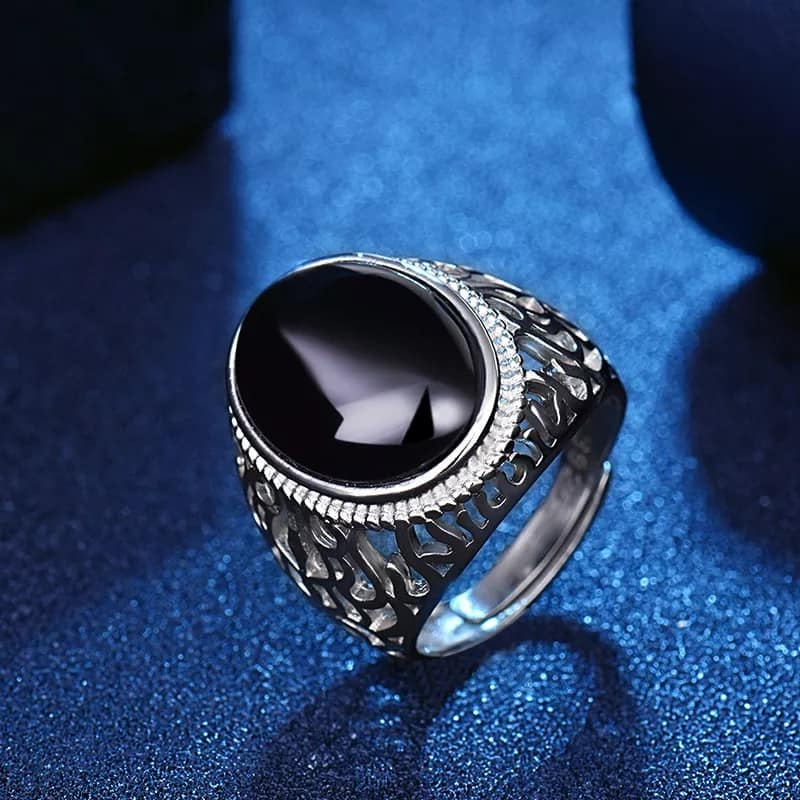Picture of Stylish - Modern Vibe - Premium Quality - Orginial Sterling natural Men's Ring - Modern - Choice Expression - Understated Sophistication Black Adjustable