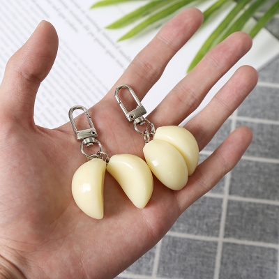 Picture of Garlic slice Keychains, novelty keychains, Garlic keyrings, birthday gifts,Tween gifts, teen gifts, Garlic gifts White 
