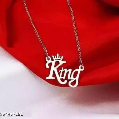 Picture of King Stainless Steel Square Triangle Chain Pendant Necklace For Men Silver 