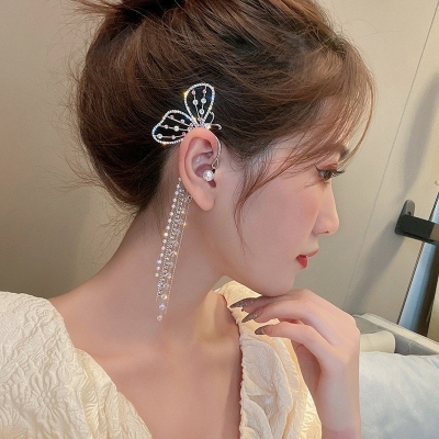 Picture of Versatile -Choice and Remark -Butterfly Pearl Chain Tassel Stud Earrings For Women- Avant-garde Remarkable - Disclose Styles & Luxe  