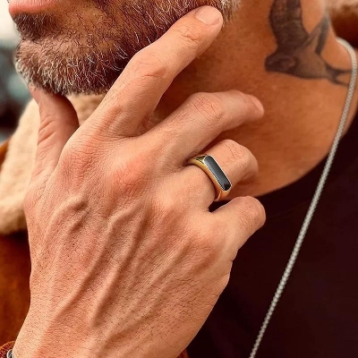 Picture of Indispensable -Quality And Durablity -Goldn Color Exclusive Design Finger Ring for Men- Innovative Remarkable - Disclose Styles & Luxe Gold 