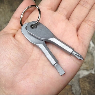 Picture of Portable Phillips Slotted Screwdriver Key Ring keyring Multi Mini Pocket Repair Tool Gadget Camp Hike Outdoor  
