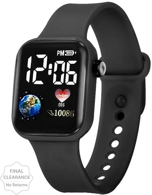 Picture of Digital Fashionable Luxury Silicon Belt Watch for Men Black 