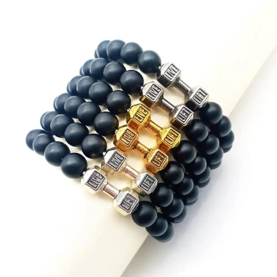 Picture of Indispensable -Quality And Durablity -Stainless Steel Fashion Dumbbell mens bracelets for men- Innovative Qualityful - Easy To care and Longive  