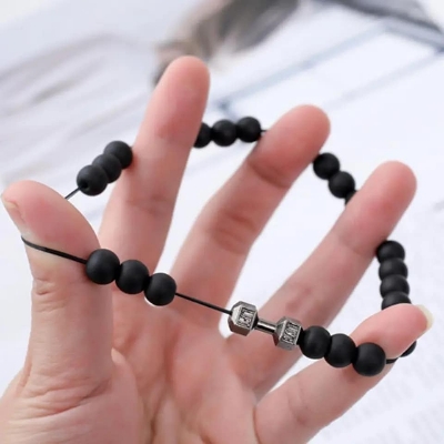 Picture of Indispensable -Quality And Durablity -Stainless Steel Fashion Dumbbell mens bracelets for men- Innovative Qualityful - Easy To care and Longive  