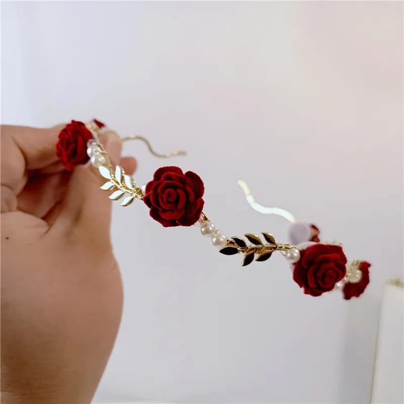 Picture of Simple and Elegant Rose Metal Headband for Women - 1 Pices Red Int: One size