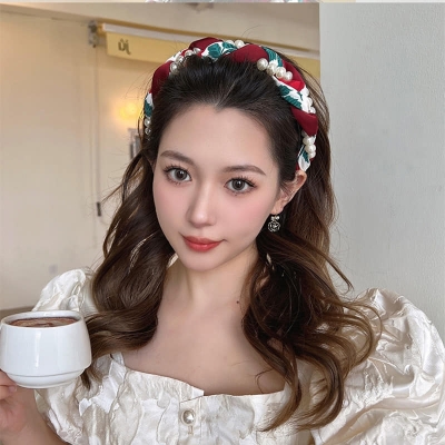 Picture of Indispensable -Quality And Durablity -Cute Red Pearl Headband Hair Bands For Women- Innovative Remarkable - Disclose Styles & Luxe Red Int: One size