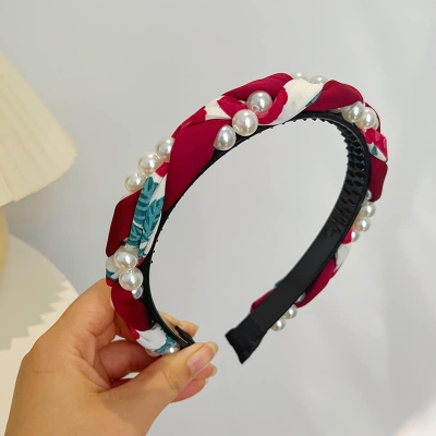 Picture of Indispensable -Quality And Durablity -Cute Red Pearl Headband Hair Bands For Women- Innovative Remarkable - Disclose Styles & Luxe Red Int: One size