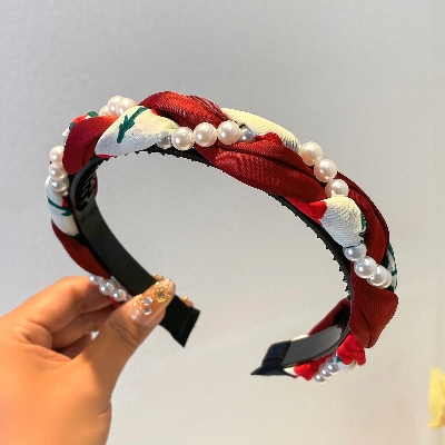 Picture of Indispensable -Quality And Durablity -Cute Red Pearl Headband Hair Bands For Women- Innovative Remarkable - Disclose Styles & Luxe Red Int: One size