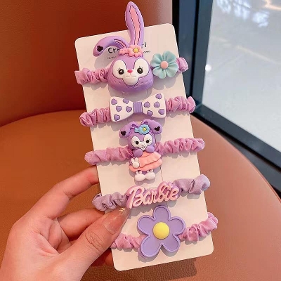 Picture of 5Pcs Kids Baby Hair Rubber Bands For Girls Purple Int: One size