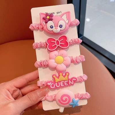 Picture of Cute Cartoon Big Rabbit Elastic Hair Band Child Lovely Bow Flowers Hair Band For Kids Pink Int: One size