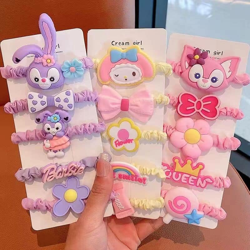 Picture of Cute Cartoon Big Rabbit Elastic Hair Band Child Lovely Bow Flowers Hair Band For Kids Pink Int: One size