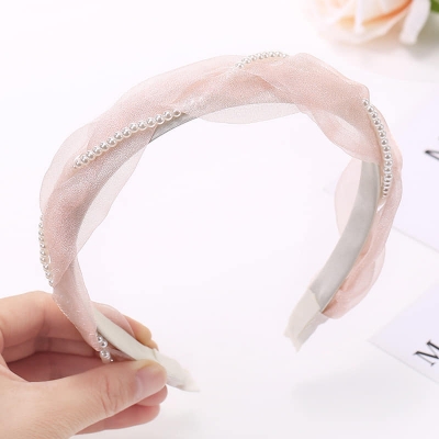 Picture of Korean Pearl Headband Hair Bands For Women Light Pink Int: One size