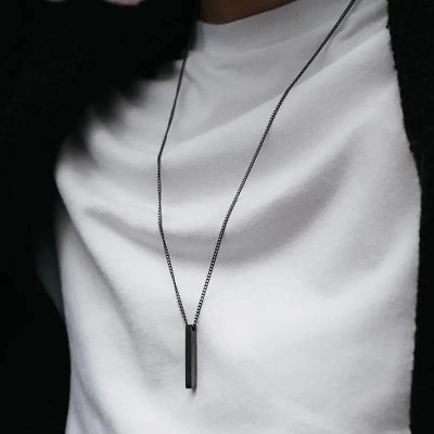 Picture of Stylish - Modern Vibe - Superb Quality - Geometry Stainless Steel Black Fashion Necklace For Men - Trend and Needful - Designed - Urban Vibes Black 