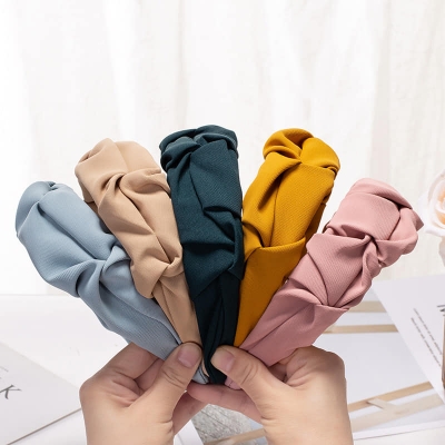 Picture of Korean Style Headband Floral Chiffon Hair Hoop For Women /Girls Grey Int: One size