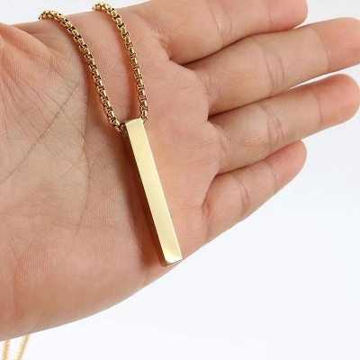 Picture of Refined Taste - New Trendy Simple Stainless Steel Cuban Golden Chain Necklace for Men - Men's Pendant - Durabilty Assured Gold 