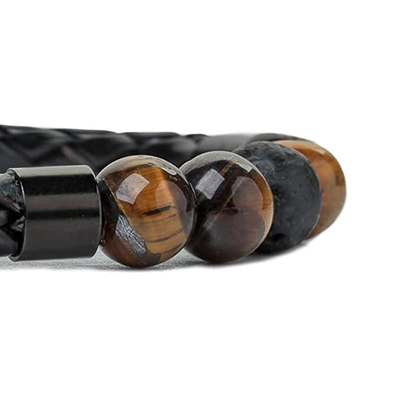 Picture of Premium Quality - Tiger's Eye Magnetic Buckle Magnetic Beads Bracelet for Men - Modern - Choice Expression - Understated Sophistication Black Adjustable