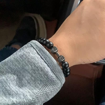 Picture of Stylish - Modern Vibe - Superb Quality - New Tide Male Fitness Dumbbell Sports Bracelet for Men - Trend and Needful - Well Inspired & Crafted Black Adjustable