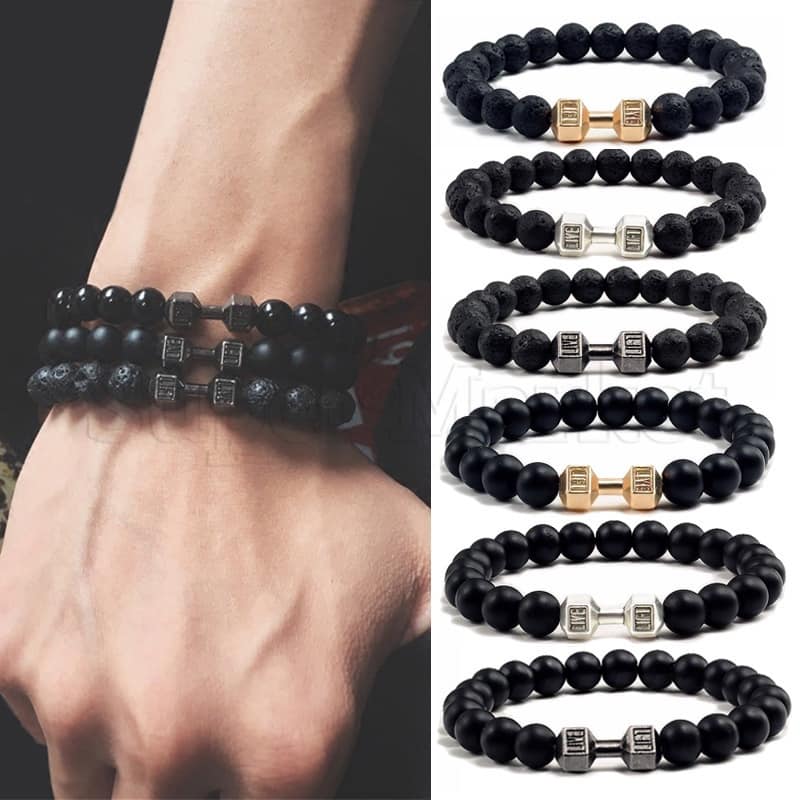 Picture of Stylish - Modern Vibe - Superb Quality - New Tide Male Fitness Dumbbell Sports Bracelet for Men - Trend and Needful - Well Inspired & Crafted Black Adjustable