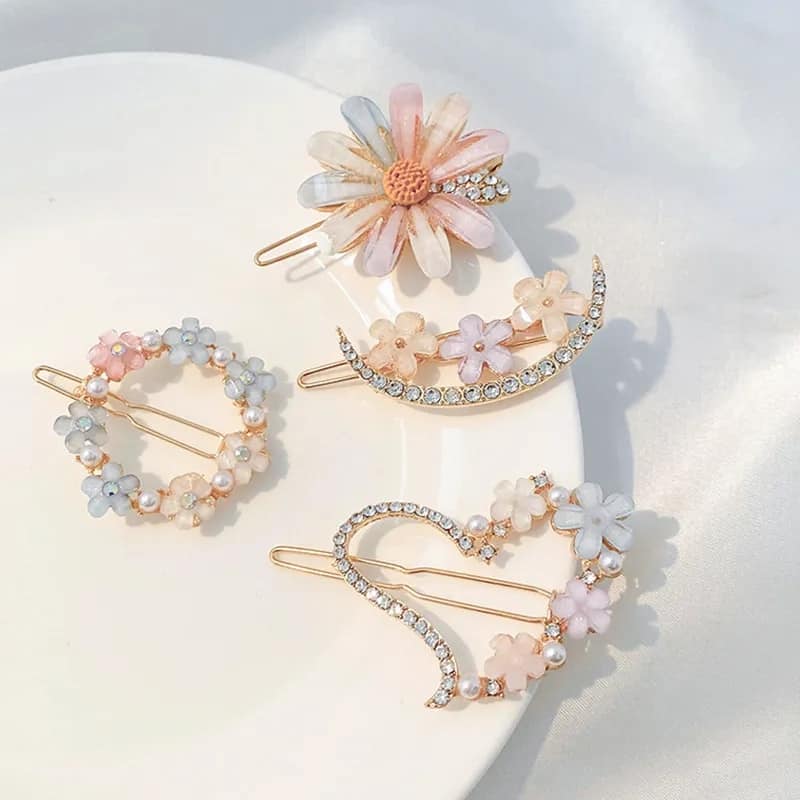 Picture of Rhinestone hairclip for Women & Girls Hair Accessories - Pack of 4 Multicolor Int: One size
