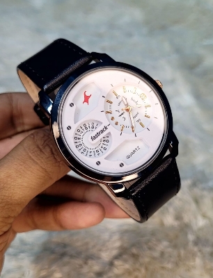 Picture of Highly Durable - Black Lather Quartz Watch for Man - Black - Watch For Men ঘড়ি - Sustainable Choice - Well Inspired & Crafted  