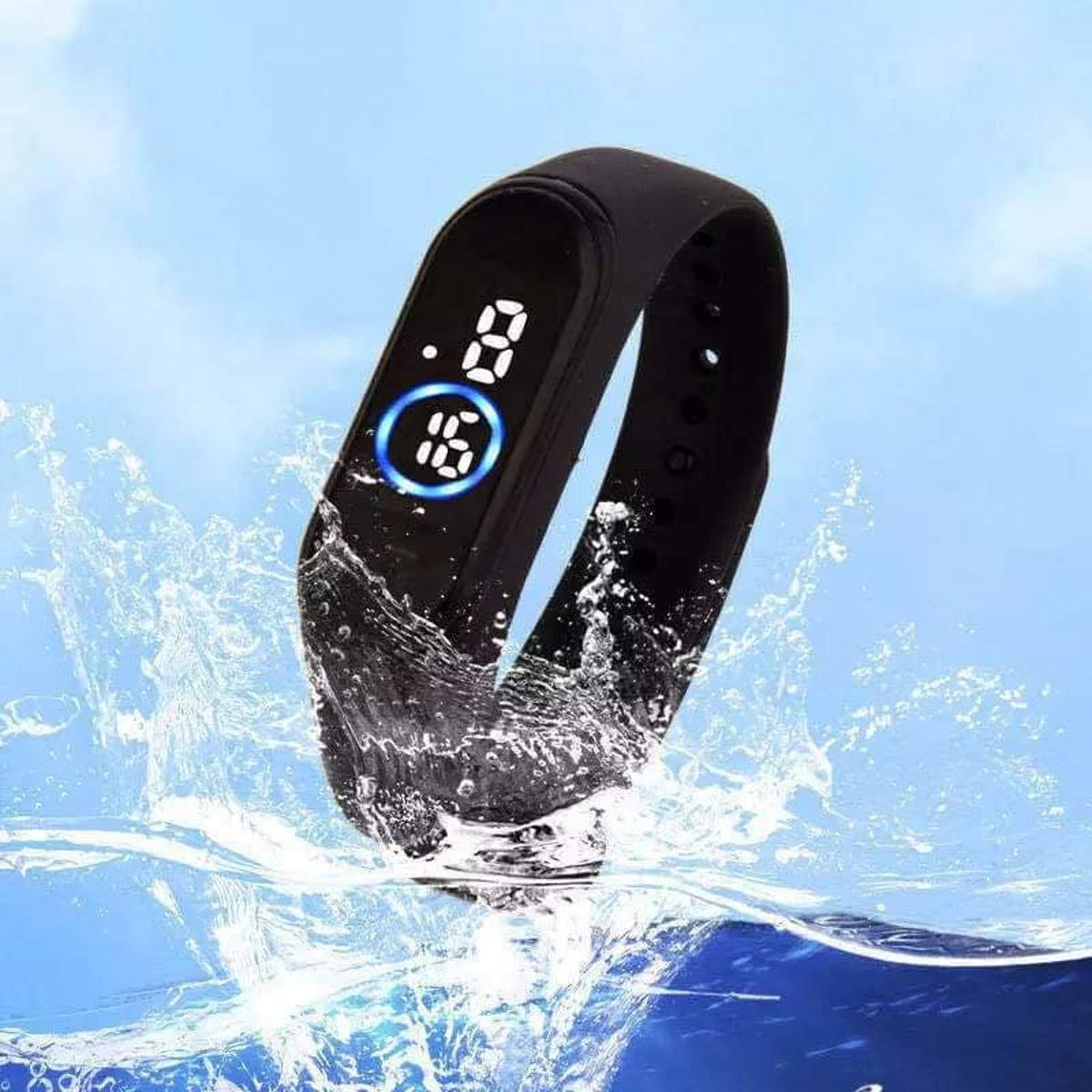 Picture of Men's LED Digital Watches Silicone Sport Electronic Wrist Watch Waterproof Watches Black 